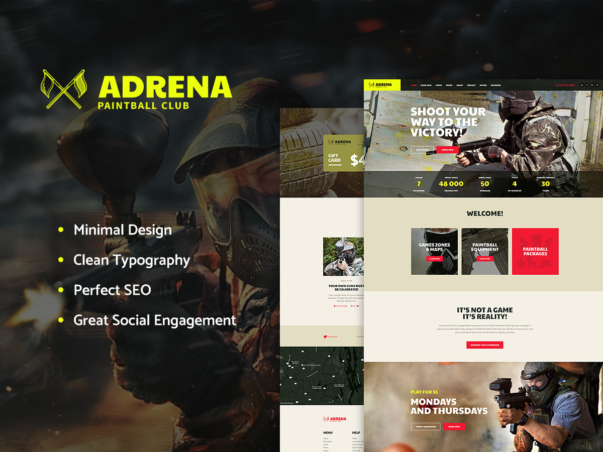 Adrena | Airsoft Club & Paintball WordPress Theme