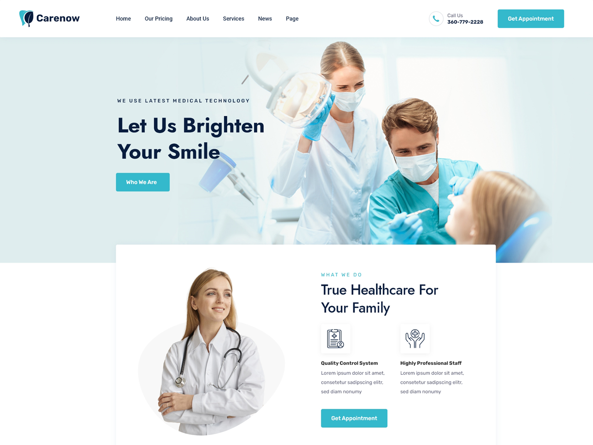 Carenow - Medical & Dentist WordPress Theme