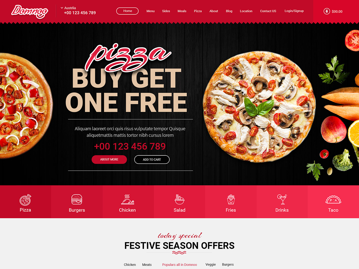 Domnoo - Pizza & Restaurant WordPress Theme