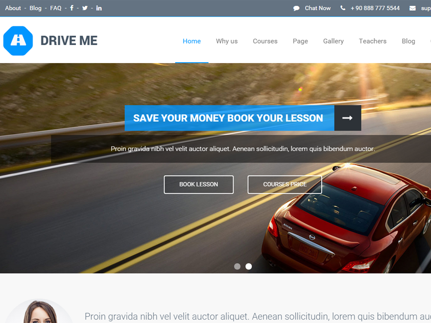 Driveme - Driving School WordPress Theme