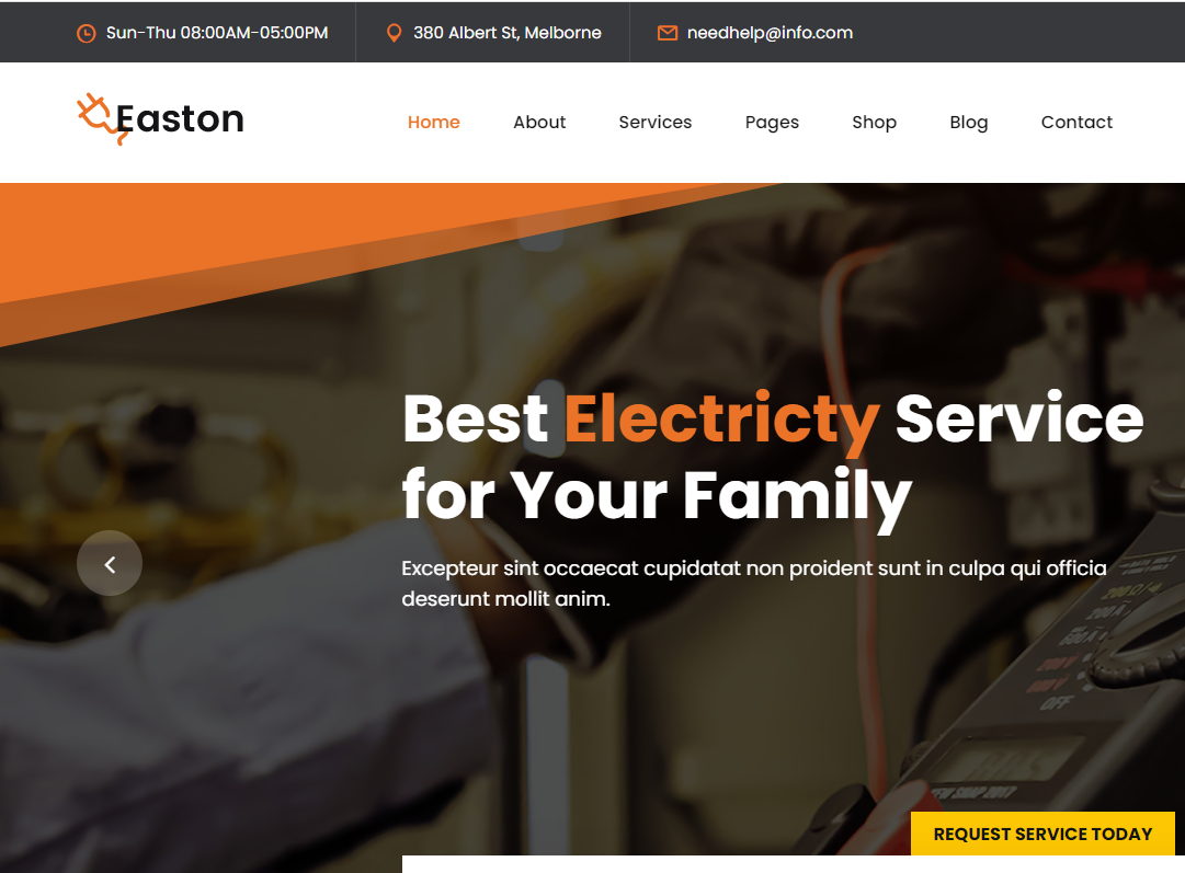 Easton - Electricity Services WordPress Theme
