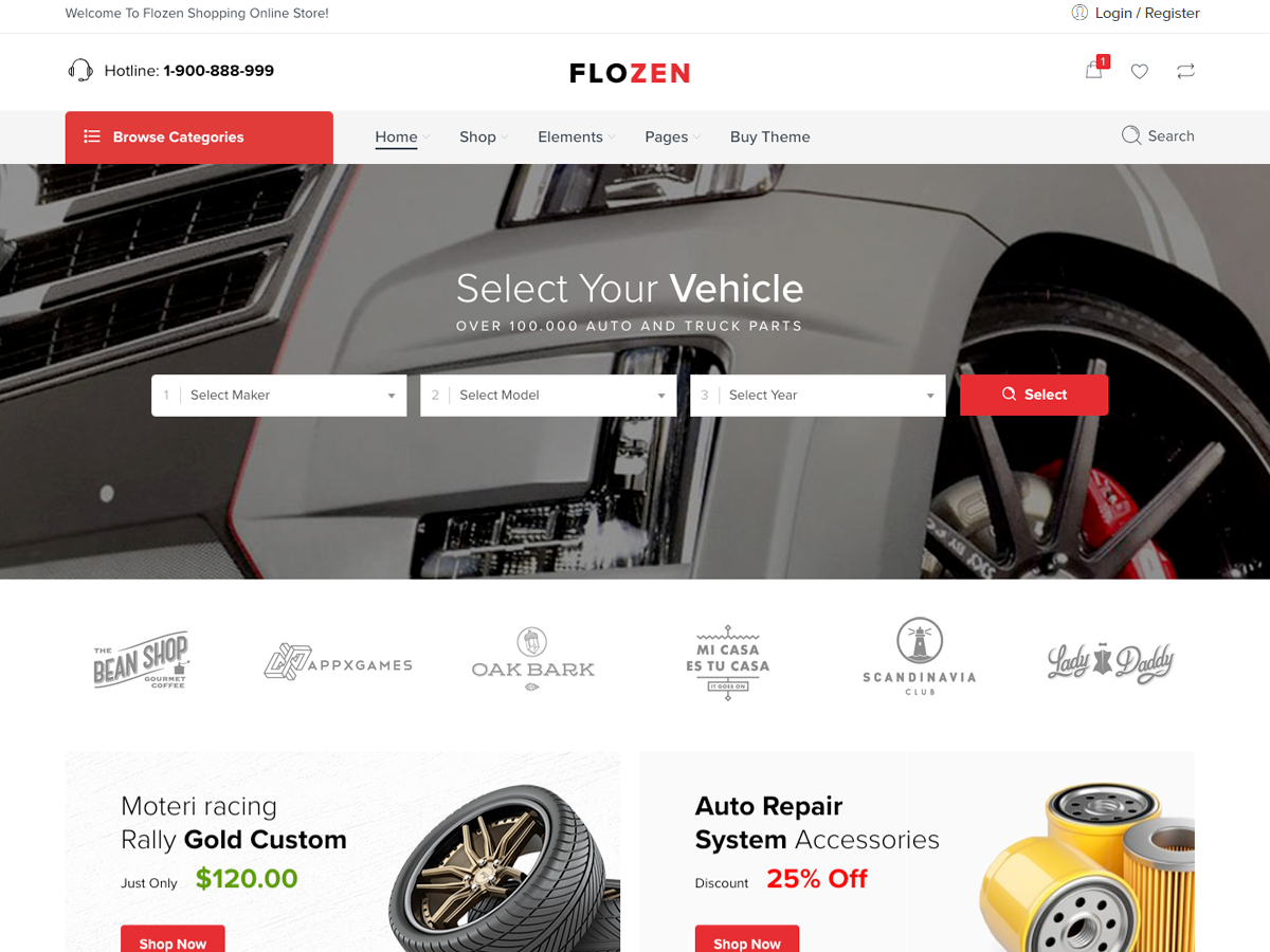 Flozen - AJAX Car Accessories Theme for WordPress