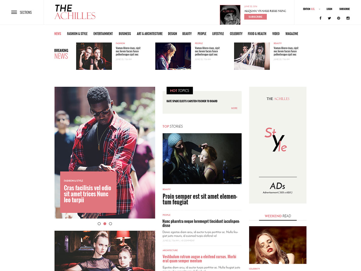 Achilles - Multipurpose Magazine & Blog WordPress