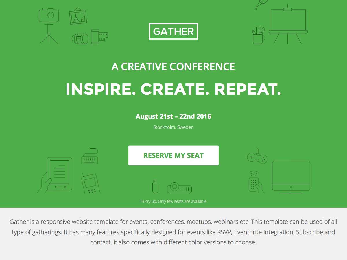 Gather - Event & Conference Landing Page WP Theme