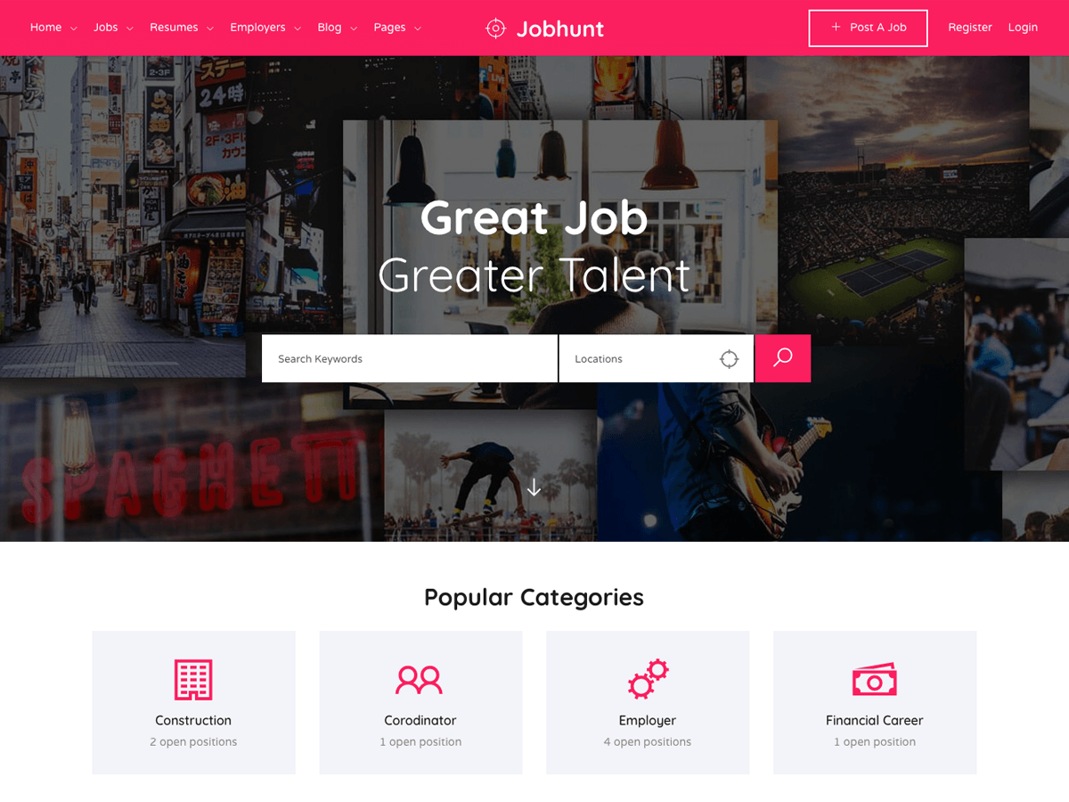 Jobhunt - Job Board WordPress theme for WP Job Man