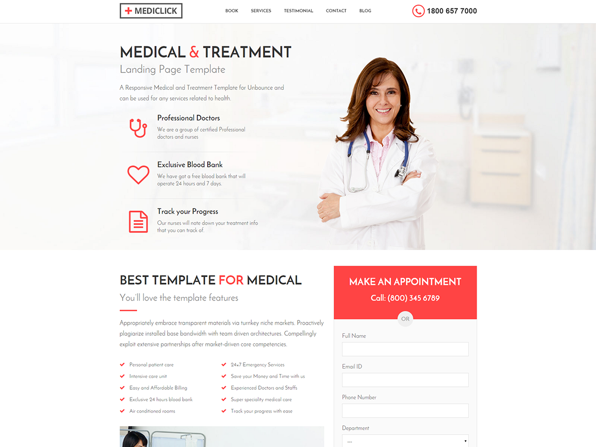 Mediclick - Medical Landing Page WordPress Theme
