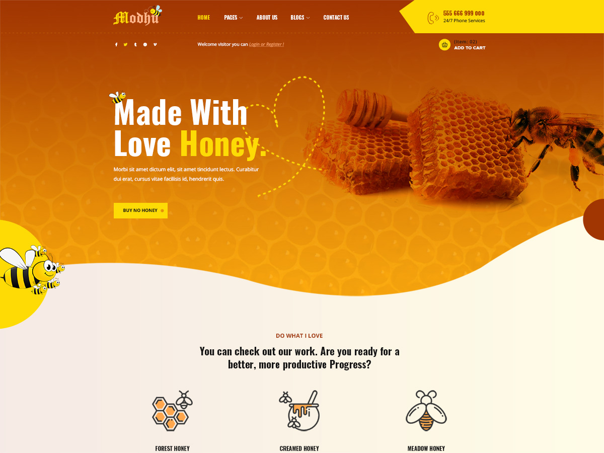 Modhu - Beekeeping and Honey WordPress Theme