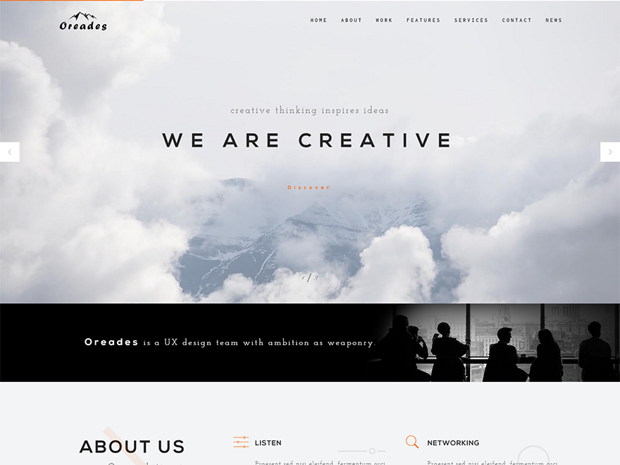 Oreades - Creative One-Page WordPress Theme