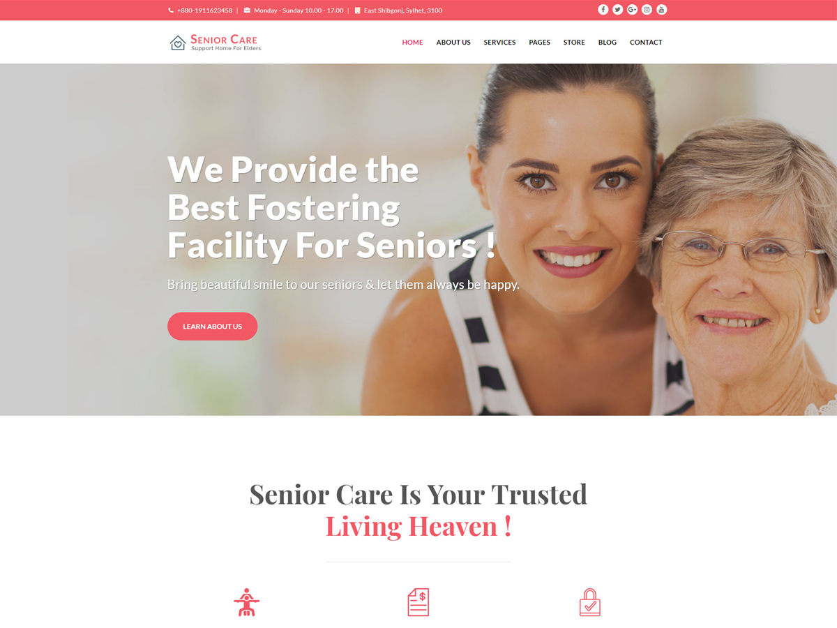 Senior Care - Elder Citizen Support WP Theme
