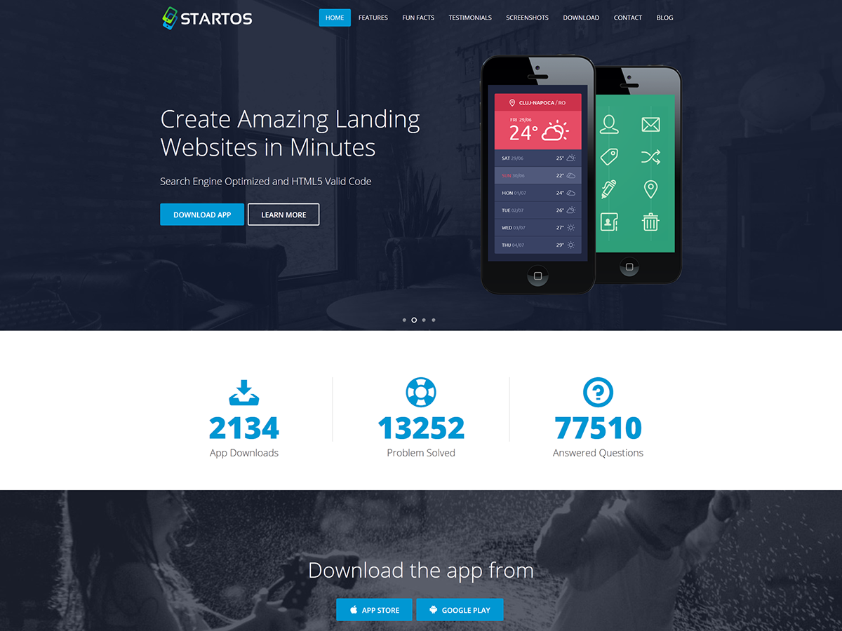 Startos - Modern App Landing Page WordPress Theme