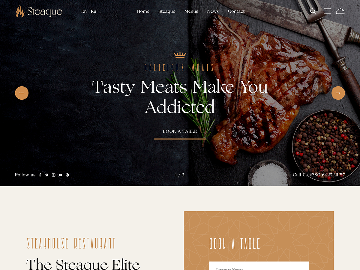Steaque | Restaurant and Cocktail Bar WordPress Th
