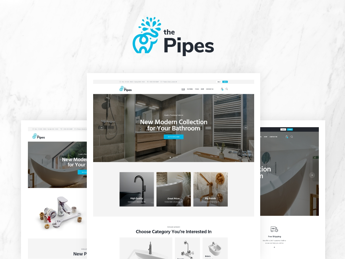 The Pipes - Plumbing Service and Building Tools Store WordPress Theme