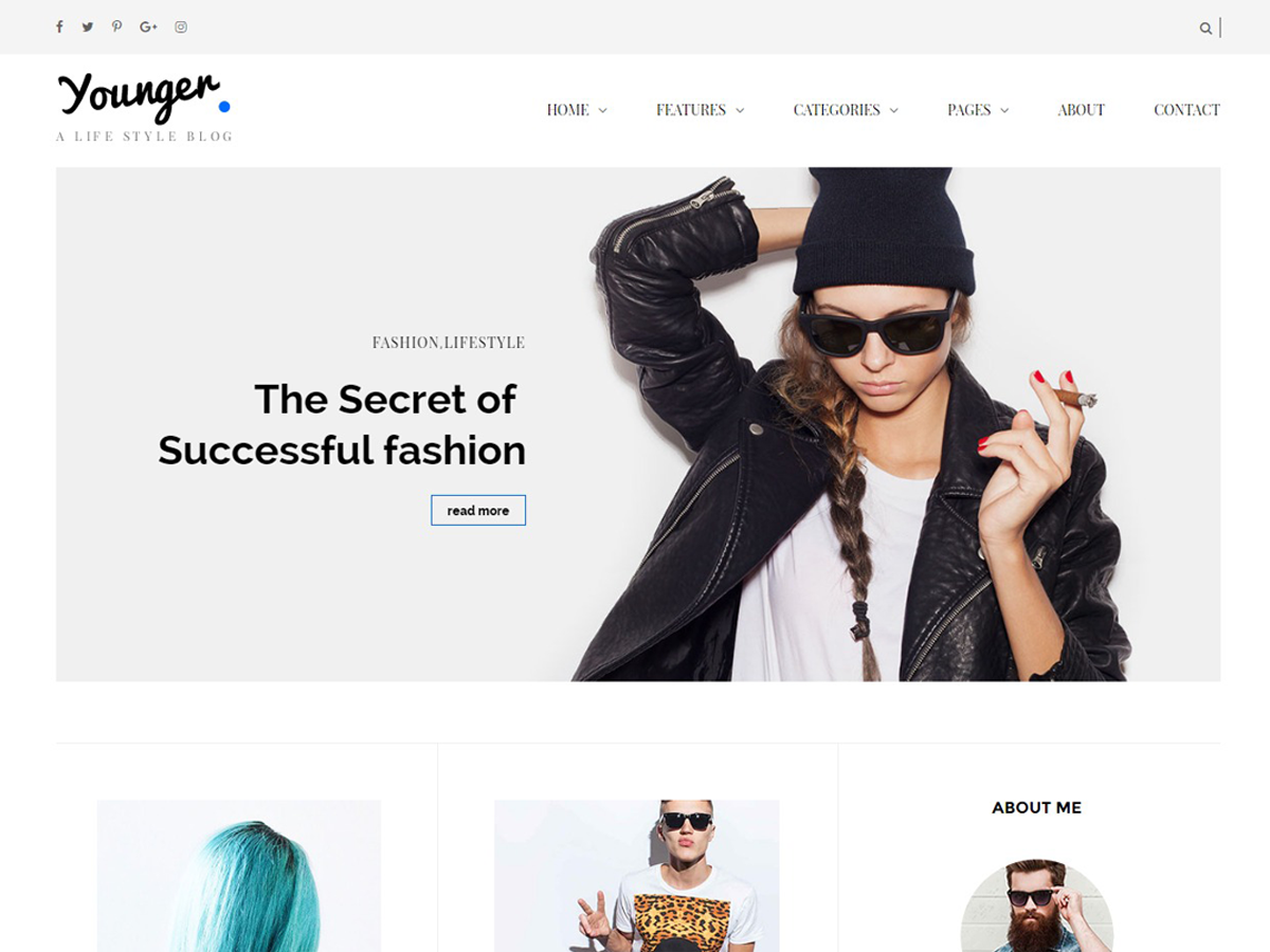 Younger Blogger - Personal Blog WordPress Theme