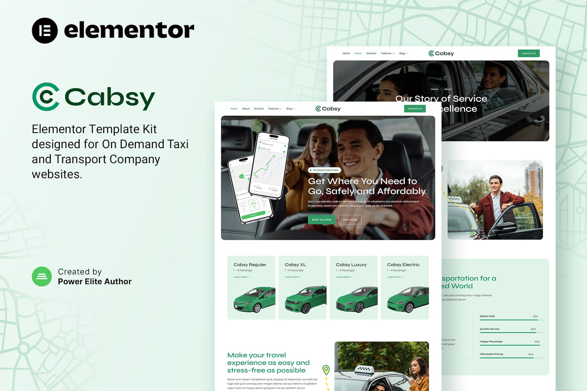 Cabsy - Transport Company & On Demand Taxi Elementor Template Kit